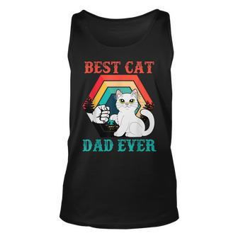 Funny Best Cat Dad Ever Vintage Daddy Fathers Day Cat Lovers Unisex Tank Top - Thegiftio UK