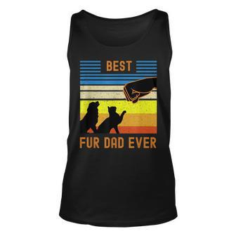Funny Best Fur Dad Ever Vintage Retro Dog And Cat Owner V2 Unisex Tank Top - Seseable