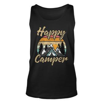 Funny Camping Hiking Lover Present Happy Camper Gift Unisex Tank Top | Mazezy