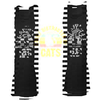 Funny Cat Theme For Cats Lover Easily Distracted By Cats Unisex Tank Top | Seseable UK