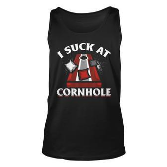 Funny Cornhole - I Suck At Cornhole Unisex Tank Top | Mazezy