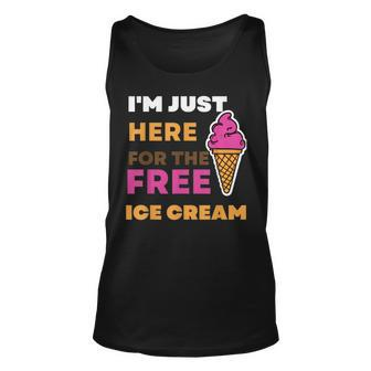 Funny Cruise 2023 Im Just Here For The Free Ice Cream Unisex Tank Top | Mazezy