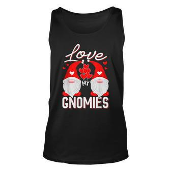 Funny Cute Love My Gnomies Gnomes & Hearts Valentines Day Unisex Tank Top - Seseable