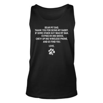 Funny Dear Pit Dad T For Pitbull Daddy Dog Owner Lover Unisex Tank Top | Mazezy