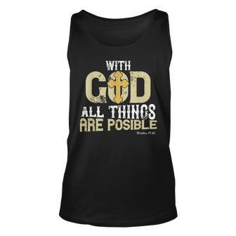 Funny God All Things Are Possible Sunflower Unisex Tank Top - Seseable
