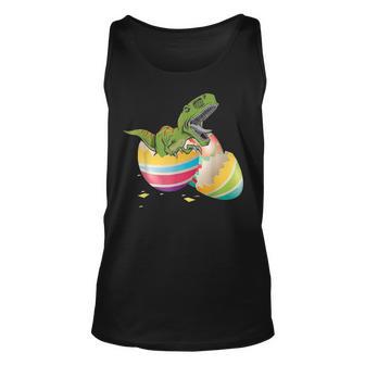 Funny Happy Easter T Rex Dinosaur Bunny Basket Eggs Gift V2 Unisex Tank Top - Seseable