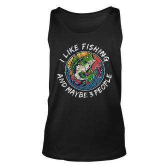 Funny I Like Fishing And Maybe 3 People Retro Graphic Unisex Tank Top - Seseable