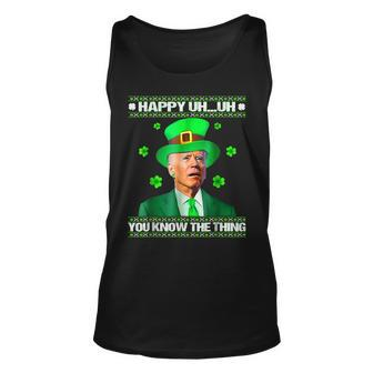 Funny Joe Biden Easter Confused St Patricks Day Shamrock Unisex Tank Top - Seseable