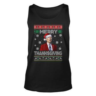 Funny Joe Biden Merry Thanksgiving Ugly Christmas V2 Unisex Tank Top - Thegiftio UK