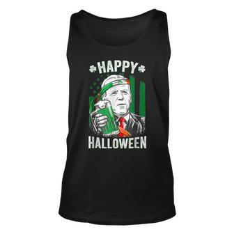 Funny Leprechaun Biden Happy Halloween For St Patricks Day Unisex Tank Top - Seseable