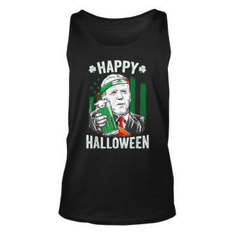 Funny Leprechaun Biden Happy Halloween For St Patricks Day Unisex Tank Top - Seseable