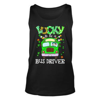 Funny Lucky To Be A Bus Driver St Patricks Day Apparel Unisex Tank Top - Thegiftio UK