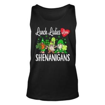 Funny Lunch Ladies Love Shenanigans Gnome St Patricks Day Unisex Tank Top | Mazezy