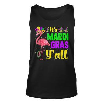 Funny Mardi Gras Flamingo Mardi Gras Yall Beads Mask V2 Unisex Tank Top - Seseable