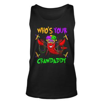 Funny Mardi Gras Whos Your Crawdaddy Crawfish Jester Beads V4 Unisex Tank Top - Seseable