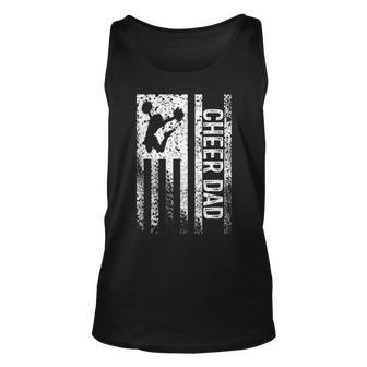 Funny Mens Cheer Dad Vintage American Flag Father Unisex Tank Top | Mazezy