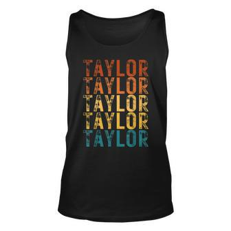 Funny Modern Repeated Text Design First Name Taylor Unisex Tank Top | Mazezy
