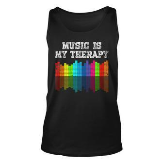 Funny Music Lover Musician Music Is My Therapy Equalizer Dj Unisex Tank Top - Seseable