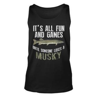 Funny Musky Fishing Muskellunge Freshwater Fish Angler Gift Unisex Tank Top - Seseable