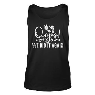 Funny Oops We Did It Again Gift For Cool Mom And Dad To Be Unisex Tank Top - Thegiftio UK
