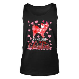 Funny Papillon Is My Valentine Dog Lover Dad Mom Boy Girl Unisex Tank Top | Mazezy UK