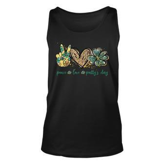 Funny Peace Love Pattys Day St Patricks Day Gifts Unisex Tank Top - Seseable