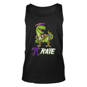 Funny Pi Day Rate Pirate Lovers Math Geek T Rex Dinosaur Unisex Tank Top - Seseable