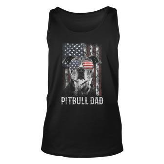 Funny Pitbull Dad American Flag 4Th Of July Dog Fathers Day Unisex Tank Top - Thegiftio UK