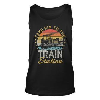 Funny Retro Style Take Him To The Train Station Vintage Unisex Tank Top - Seseable