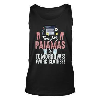 Funny Retro Vintage Work From Home Tonights Pajamas Is Work Unisex Tank Top - Seseable