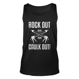 Funny Rock Out With Your Caulk Out Construction Worker V2 Men Women Tank Top Graphic Print Unisex - Thegiftio UK