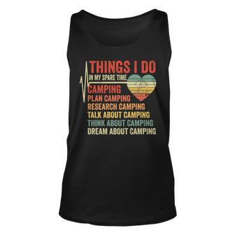 Funny Saying Camping Heartbeat Things I Do In My Spare Time Unisex Tank Top - Seseable