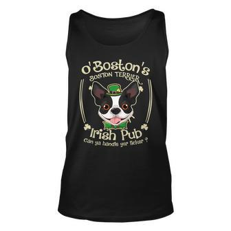 Funny St Patricks Day Boston Terrier Dog Irish Pub Shirt Unisex Tank Top | Mazezy