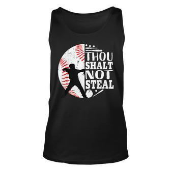 Funny Thou Shalt Not Steal Baseball Catcher Quotes Graphic Unisex Tank Top - Seseable