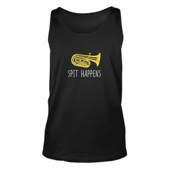 Funny Tuba Spit Happens Marching Band Player Gift Men Women Tank Top Graphic Print Unisex - Thegiftio