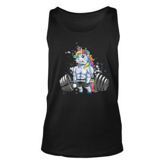 Funny Unicorn Weightlifting Gym Cute Love Working Out Unisex Tank Top - Thegiftio UK