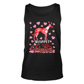 Funny Whippet Is My Valentine Dog Lover Dad Mom Boy Girl Unisex Tank Top | Mazezy