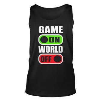 Game On World Off Gamer Gaming Konsole Gamepad Zocken Tank Top - Seseable