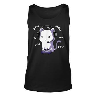 Gamer Cat Pow Pow Gaming Zocken Nerd Lustig Kawaii Zocker Tank Top - Seseable