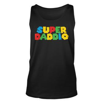 Gamer Daddio Funny Super Dad Funny Fathers From Wife & Kids Unisex Tank Top - Thegiftio UK