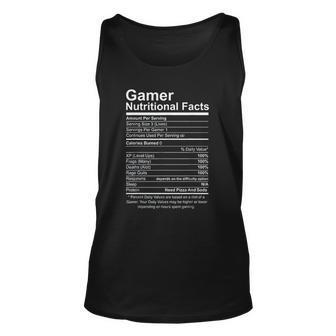 Gamer Nutritional Facts Cool Gamer Video Game Funny Men Women Tank Top Graphic Print Unisex - Thegiftio UK