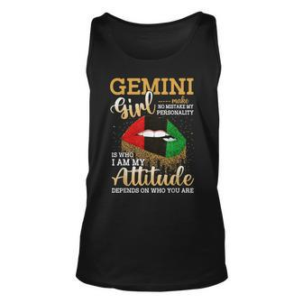 Gemini Girl Lip Blacks Birthday Unisex Tank Top - Seseable
