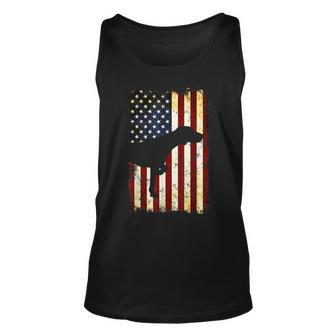 German Shorthaired Pointer Silhouette American Flag Unisex Tank Top | Mazezy