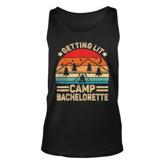 Getting Lit Camping Camp Bachelorette Party Matching Unisex Tank Top - Thegiftio UK