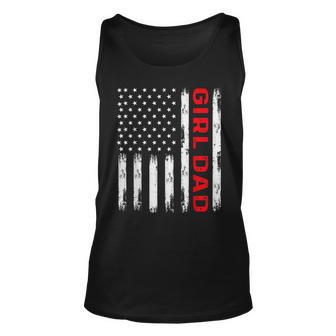 Girl Dad America Flag Vintage Fathers Day Daughter Dad Unisex Tank Top - Seseable
