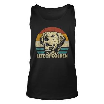 Golden Retriever Hund Life Is Golden Retro Vintage Unisex Tank Top - Seseable