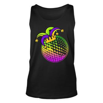 Golf Ball With Jester Hat Mardi Gras Fat Tuesday Parade Men Unisex Tank Top - Seseable
