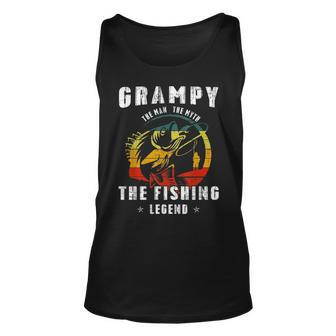 Grampy Man Myth Fishing Legend Funny Fathers Day Gift Unisex Tank Top - Seseable