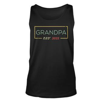 Grandpa Est 2023 Retro Fathers Day For New Dad Him Papa Dada Unisex Tank Top - Thegiftio UK