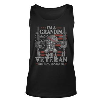 Grandpa Veteran Nothing Scares Me Im A Grandpa And Veteran Tank Top | Mazezy
